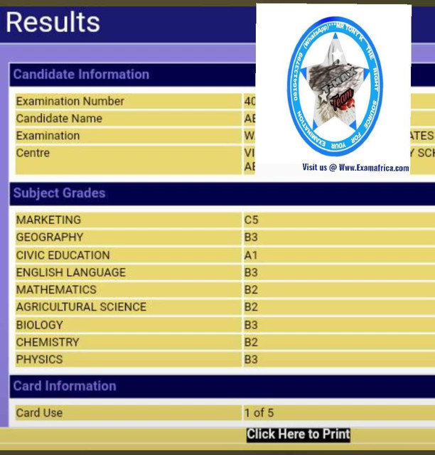 Our Past WAEC Examination Results And Testimonies